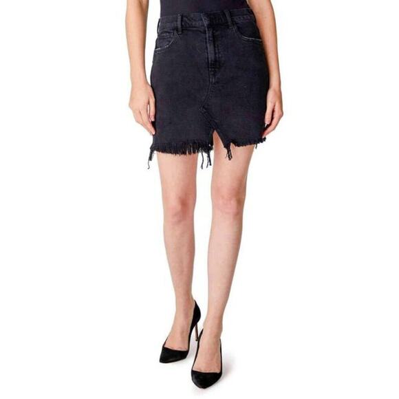 New J Brand Women's Black Jules High Rise Frayed Hem Mini Skirt - Picture 3 of 9
